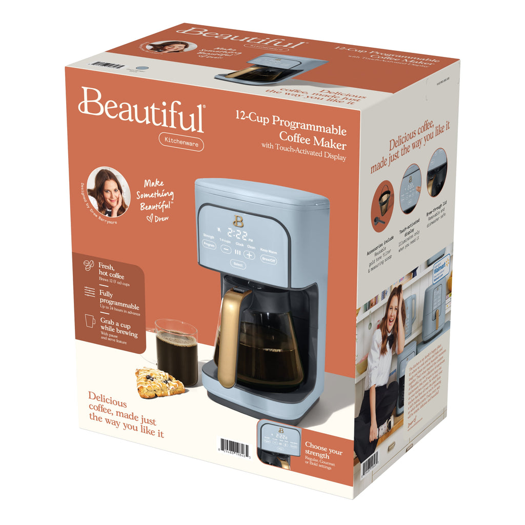 Beautiful by Drew Barrymore 12-Cup Programmable Coffee Maker, White Icing