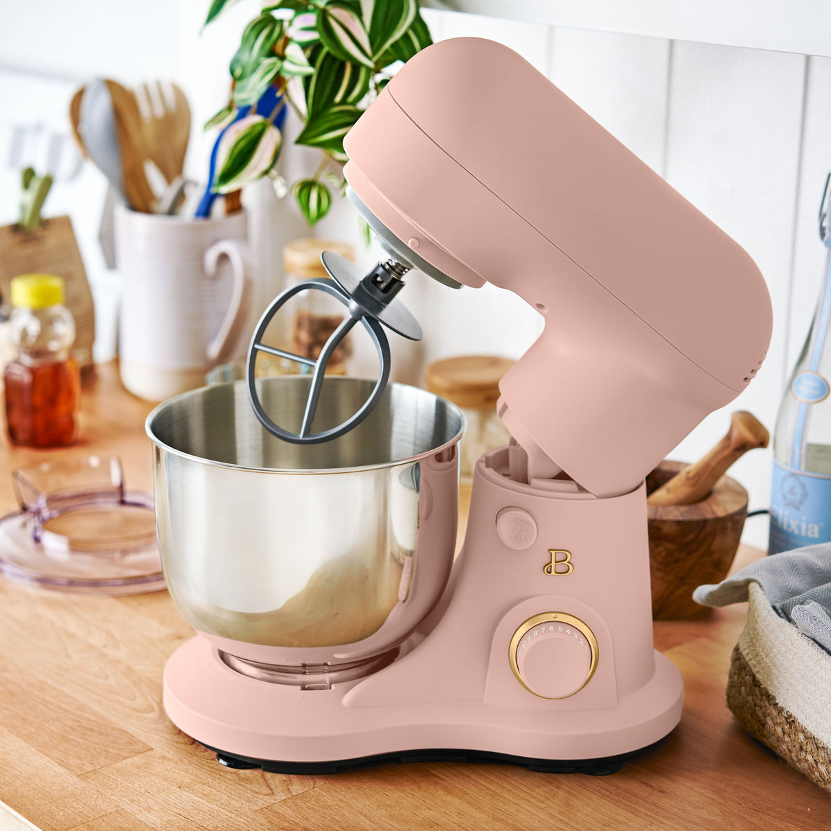 Beautiful 3.5 Qt Stand Mixer with Flat Beater, Dough Hook, Balloon Whisk, Chocolate by Drew Barrymore