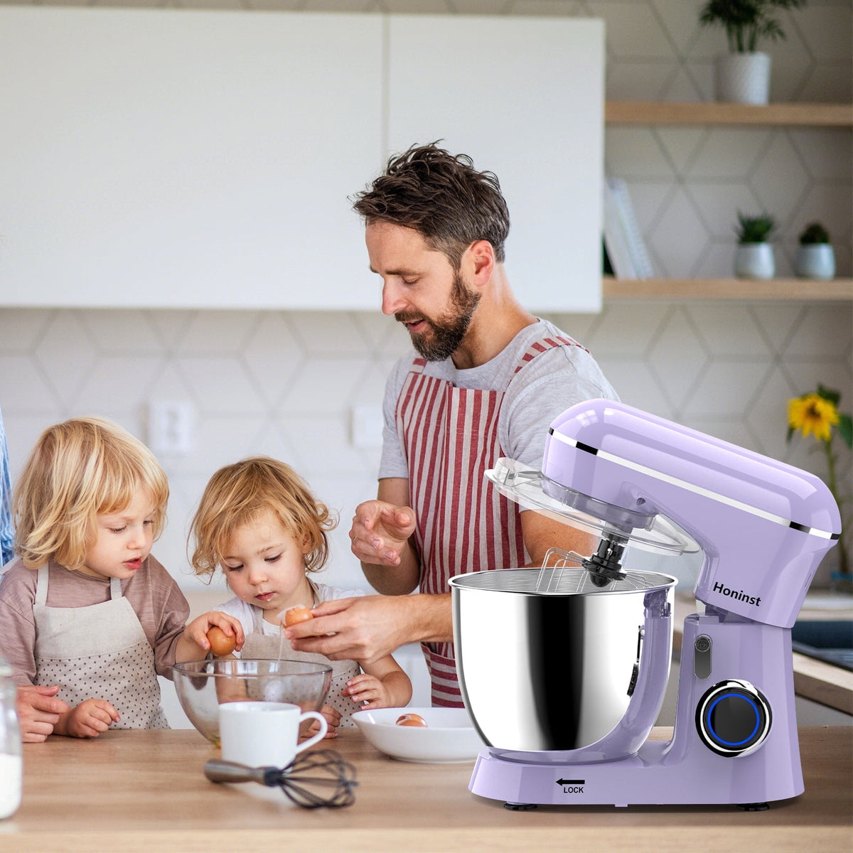 Honinst 6.5 QT Electric Stand Mixer, 10+P Speeds Lightweight with Tilt-Head Kitchen Stand Mixer, Dough Hook, Whisk, Beater and Bowl, Food Mixer for Baking, Cake and Most Home Cooks