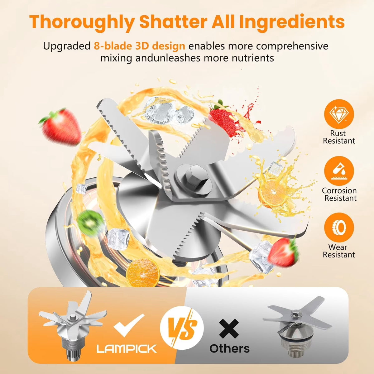 Blenders for Kitchen, 2000W Blender for Smoothies 35000 RPM Professional Grade High-Speed Smothie Blender with 68oz Pitcher & 27oz To-Go Cup for Smoothies, Ice, and Frozen Fruit
