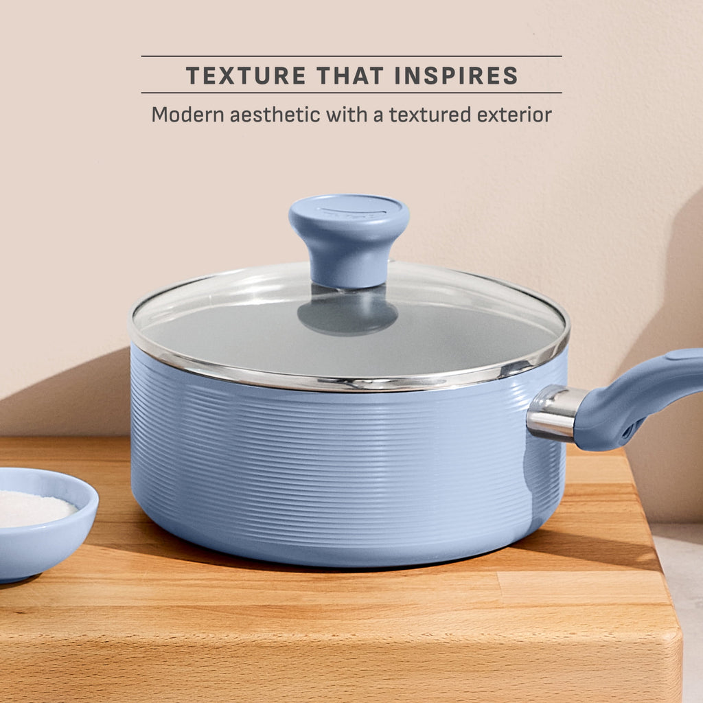 T-fal Easy Care 18 Piece Ceramic Nonstick Cookware Set, Pots and Pans, Mint Green