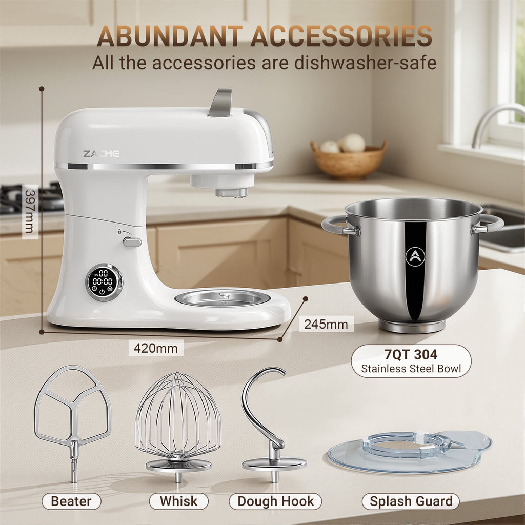 7QT Stand Mixer Aluminum Die Casting,650W 11 Speed Tilt-Head Kitchen Electric Stand Mixer, Household Food Mixer with Stainless Steel Bowl, Dough Hook, Whisk and Beater,Food Mixer for Baking, Cake
