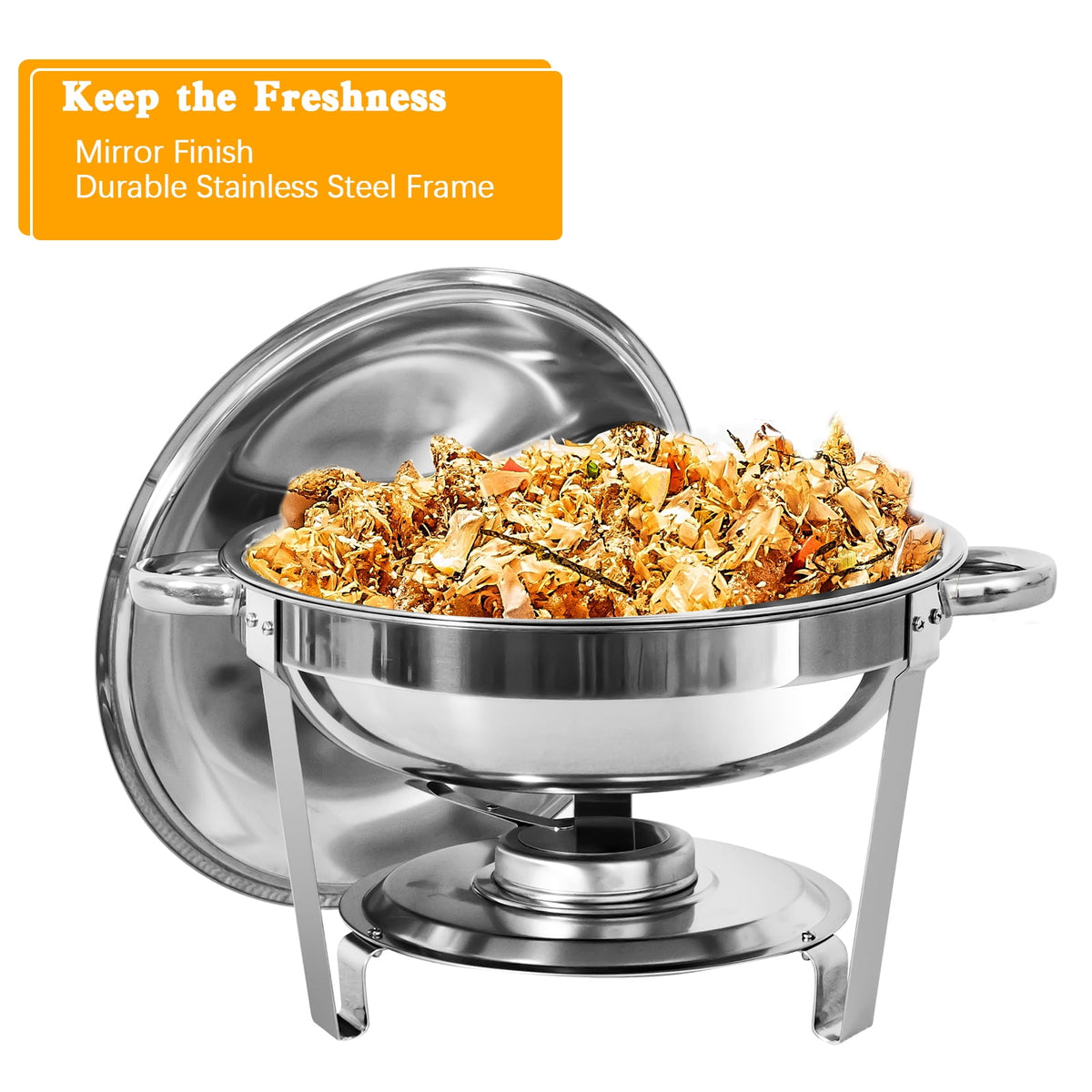 Jacgood Chafing Dish Buffet Set 4 Pack 8QT Full Pan Stainless Steel Food Warmer Chafer Complete Set with Water Pan, Chafing Fuel Holder for Home Party, Buffets, Wedding, Banquet, Catering Events
