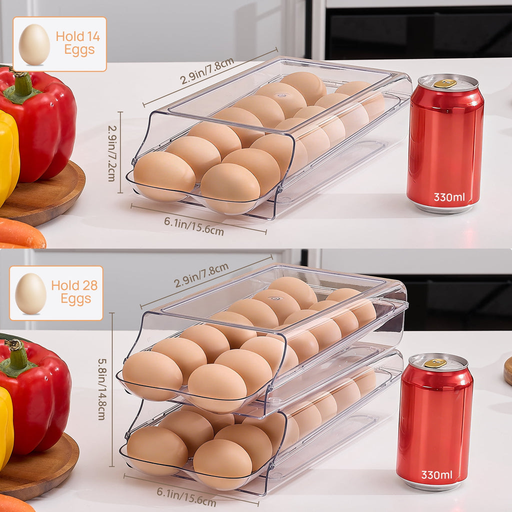 Sindcom Set of 10 Fridge Organizer, Refrigerator Organizing Bins with Handles, BPA-Free Clear Plastic Fridge Storage Containers