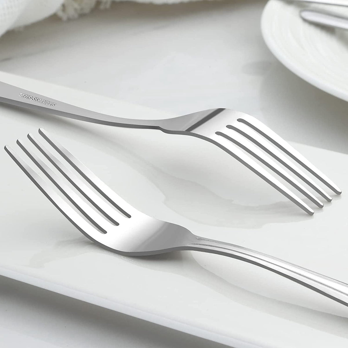 24-Pieces Spoon Fork Silverware Set, TAIMASI Food-Grade Tableware Set for 12, Stainless Steel , Mirror-Polished Dining Flatware Set for Home Restaurant