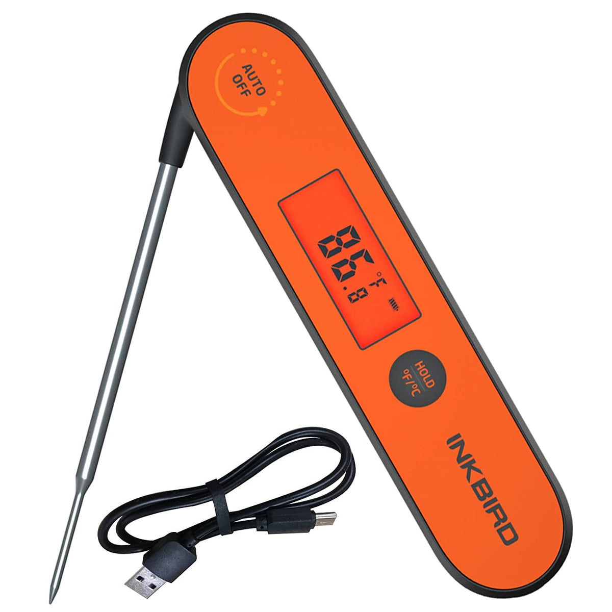 INKBIRD Meat Thermometer with Stainless Steel Probe and LCD Display, Foldable Probe Instant Read Waterproof Digital Food Thermometer , -58°F to 572°F