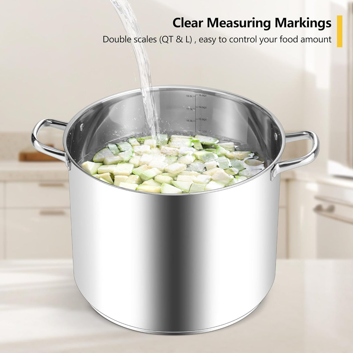 Coliware Large Stock Pot, 12 QT Trip-Ply Bottom Stainless Steel Cooking Pot with Tempered Glass Lid, Soup Pasta Cookware Compatible with Gas Induction Electric Stoves, Ollas de Cocina