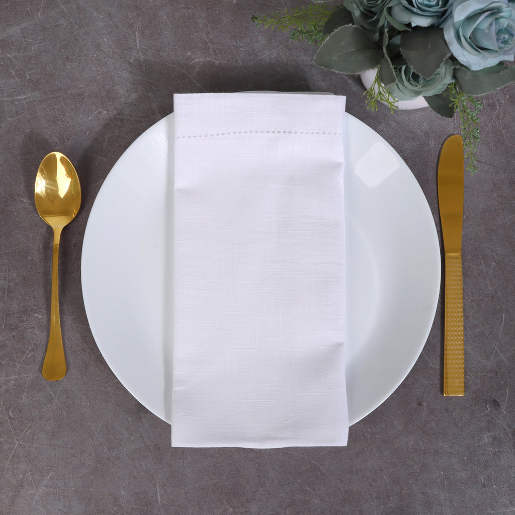 FINGERCRAFT Table Napkins, Cotton Cloth Napkin, Picot Edge, 20-inch, 12 Pack, Ivory