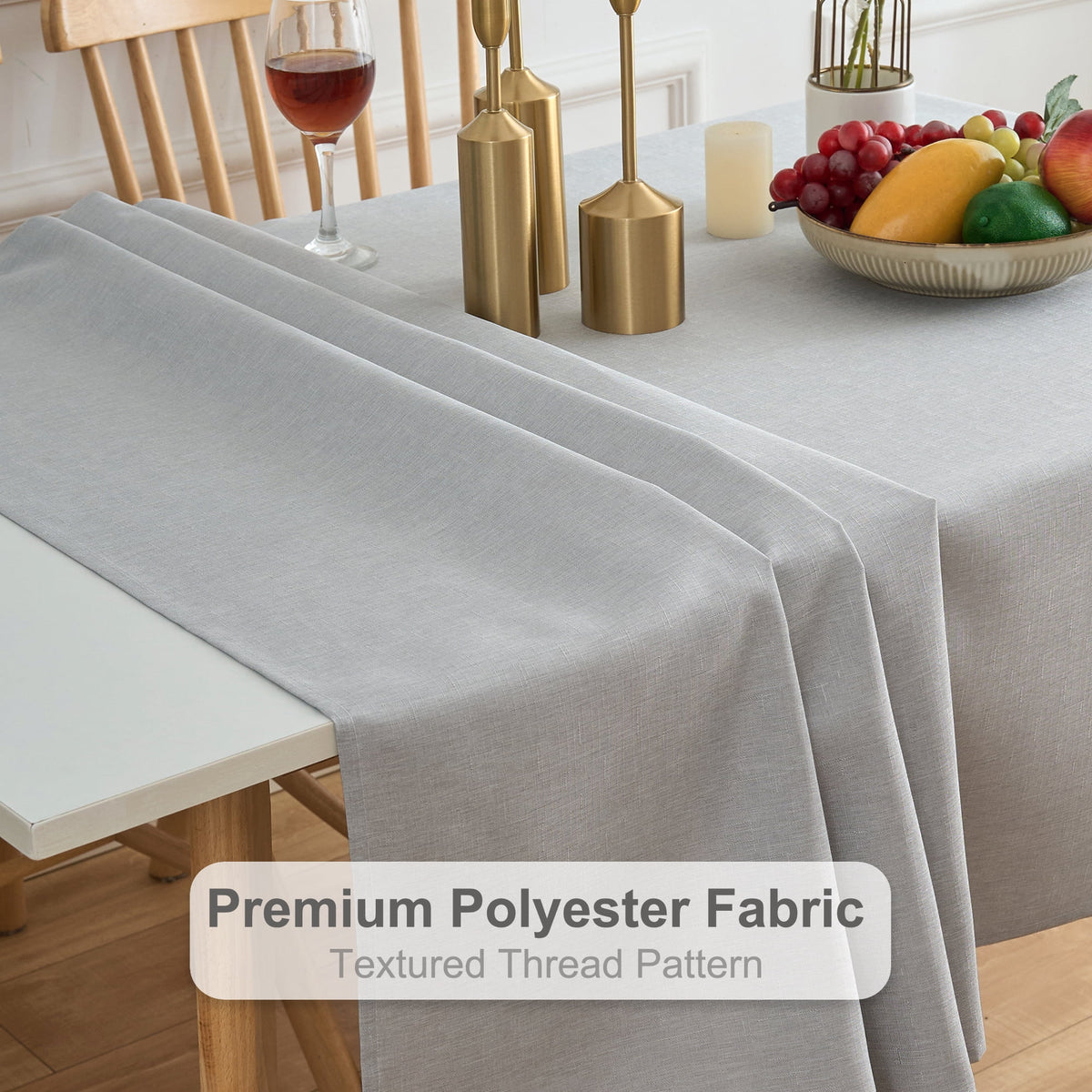 Inosoo Faux Linen Textured Rectangle Tablecloth - 60 x 84 inch Waterproof & Machine Washable Linen-Look Cloth Table Cover, White