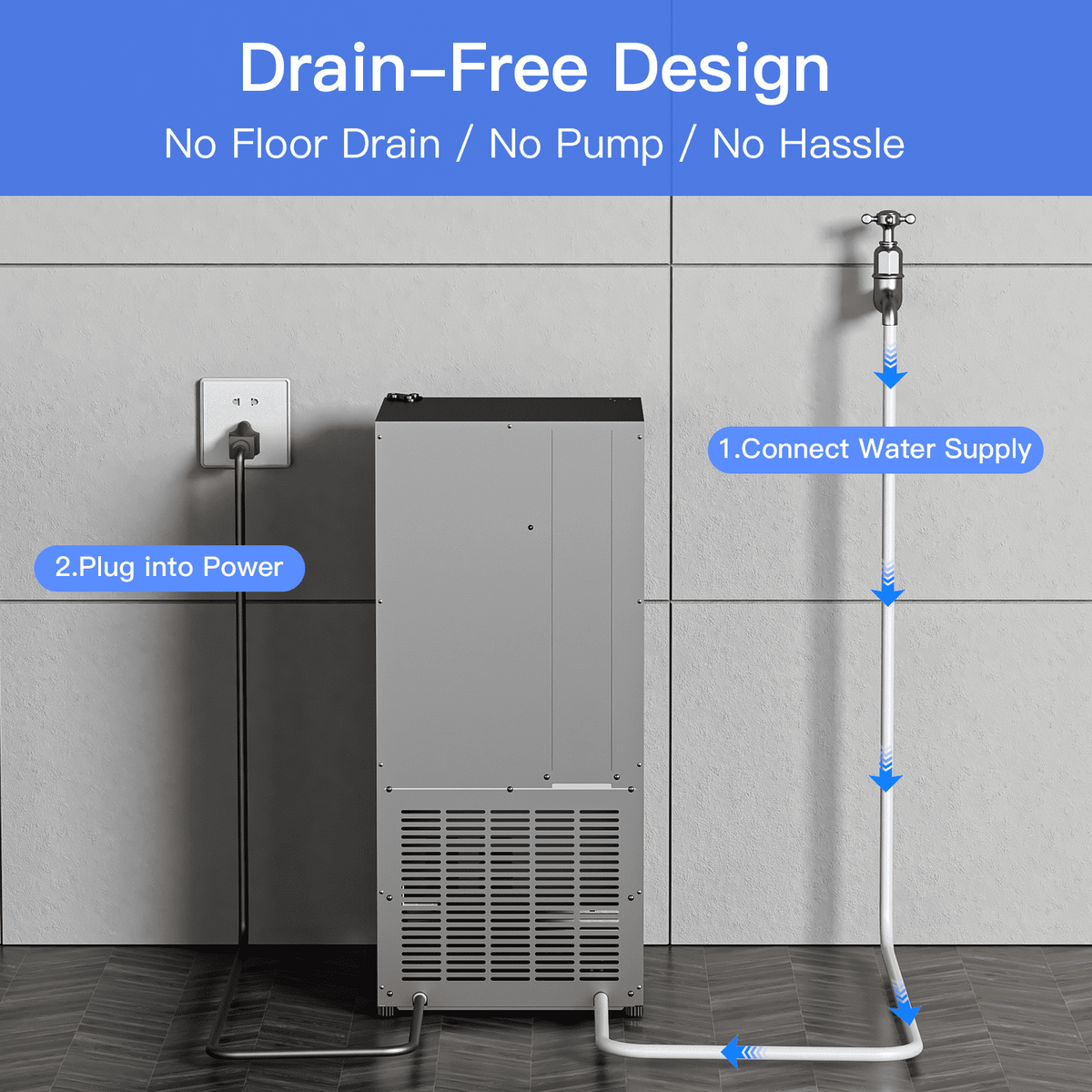 OUTBID 15" Under Counter Ice Maker Drainless, 25 lbs/24H Crescent Ice Machine with 22 lbs Storagefor Home Bar Kitchen Commercial, ETL