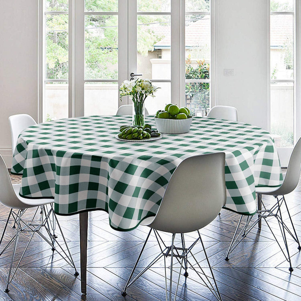 Hiasan Checkered Round Tablecloth 60 Inch - Waterproof Stain and Wrinkle Resistant Washable Fabric Table Cloth for Dining Room Party Outdoor Picnic, Black and White