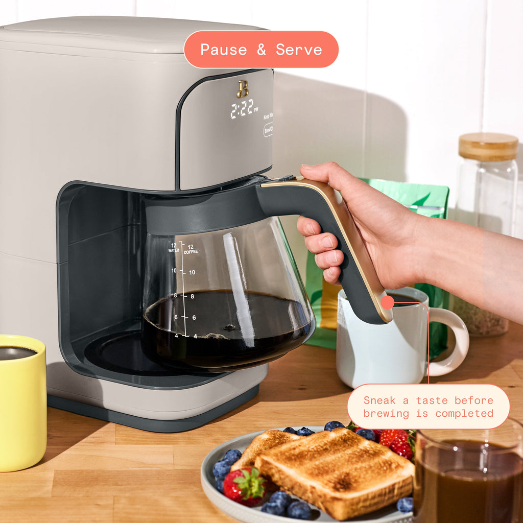 Beautiful by Drew Barrymore 12-Cup Programmable Coffee Maker, White Icing