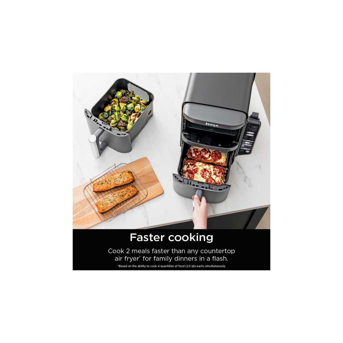 Ninja DoubleStack Smart XL Air Fryer 10-Qt, Smart Cook & Thermometer, 2 Baskets, Space Saving, SL451 Deep Gray