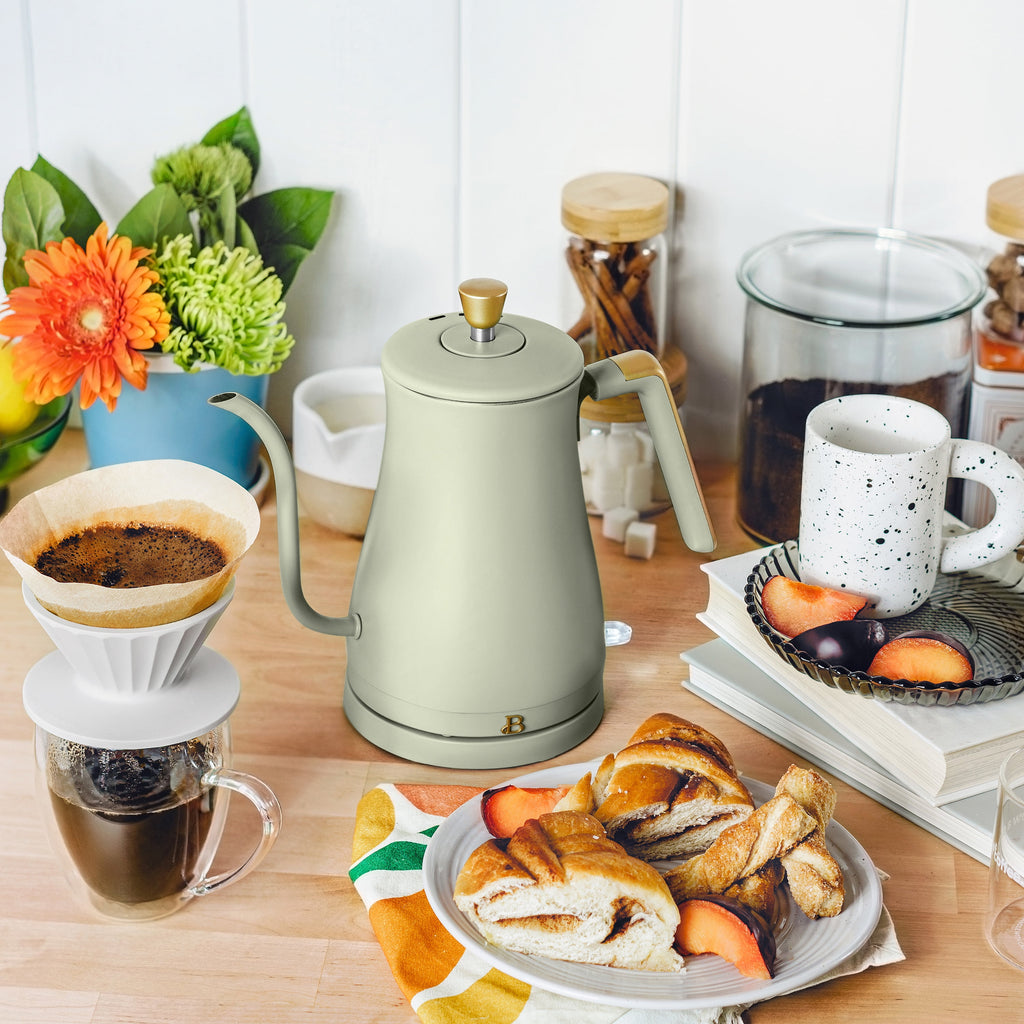 Beautiful 1-Liter Electric Gooseneck Kettle 1200 W, Chocolate by Drew Barrymore