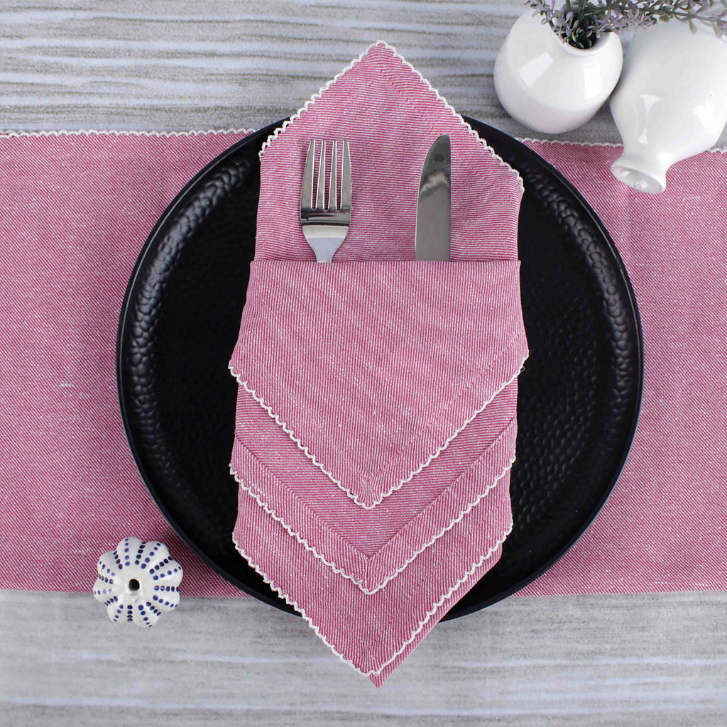 FINGERCRAFT Table Napkins, Cotton Cloth Napkin, Picot Edge, 20-inch, 12 Pack, Ivory