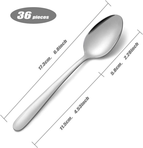 Bestdin Dinner Spoons Set, 36 Pieces Stainless Steel 6.8" Table Spoons, Spoons Cutlery Only, Dishwasher Safe, Mirror Polished, Dessert Spoons for Home Kitchen & Restaurant