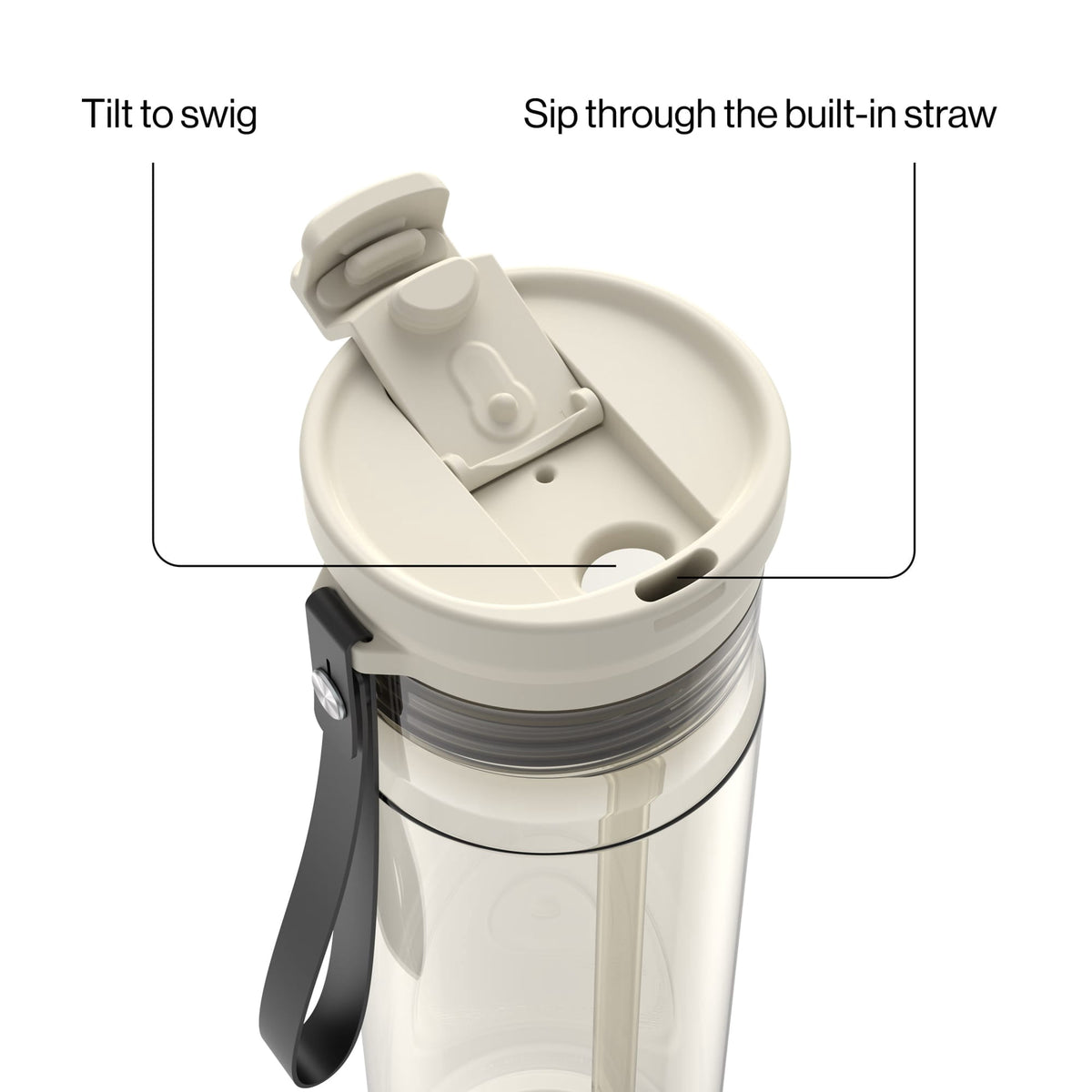 Contigo 28oz DualSip Plastic Water Bottle with Built-In Straw and Drink Opening, Licorice Black/Clear