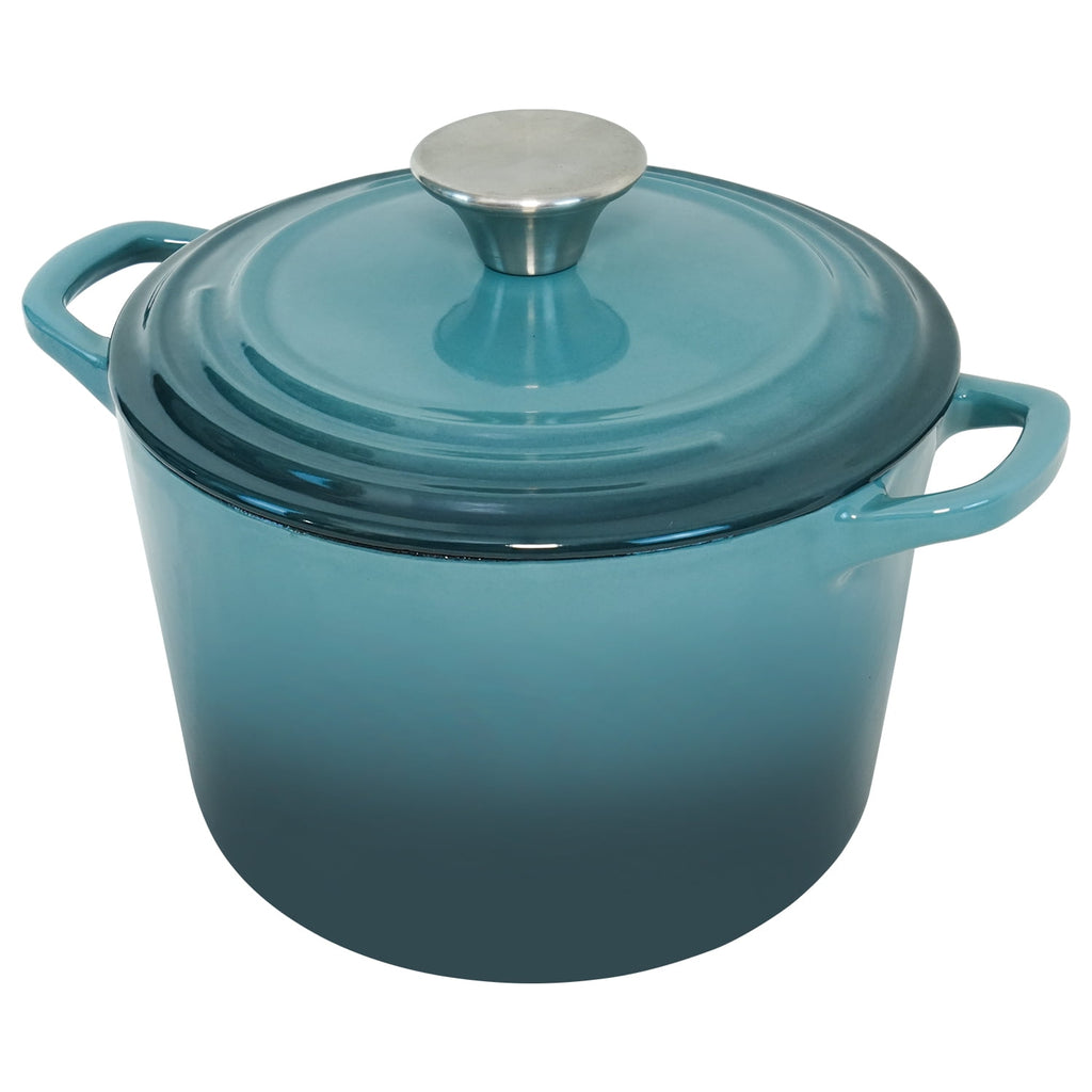 Flavehc Dutch Oven Pot with Lid 2.8 qt Cast Iron Dutch Oven for Bread Baking Slateblue Enameled Cast Iron Rice Pot with Handels
