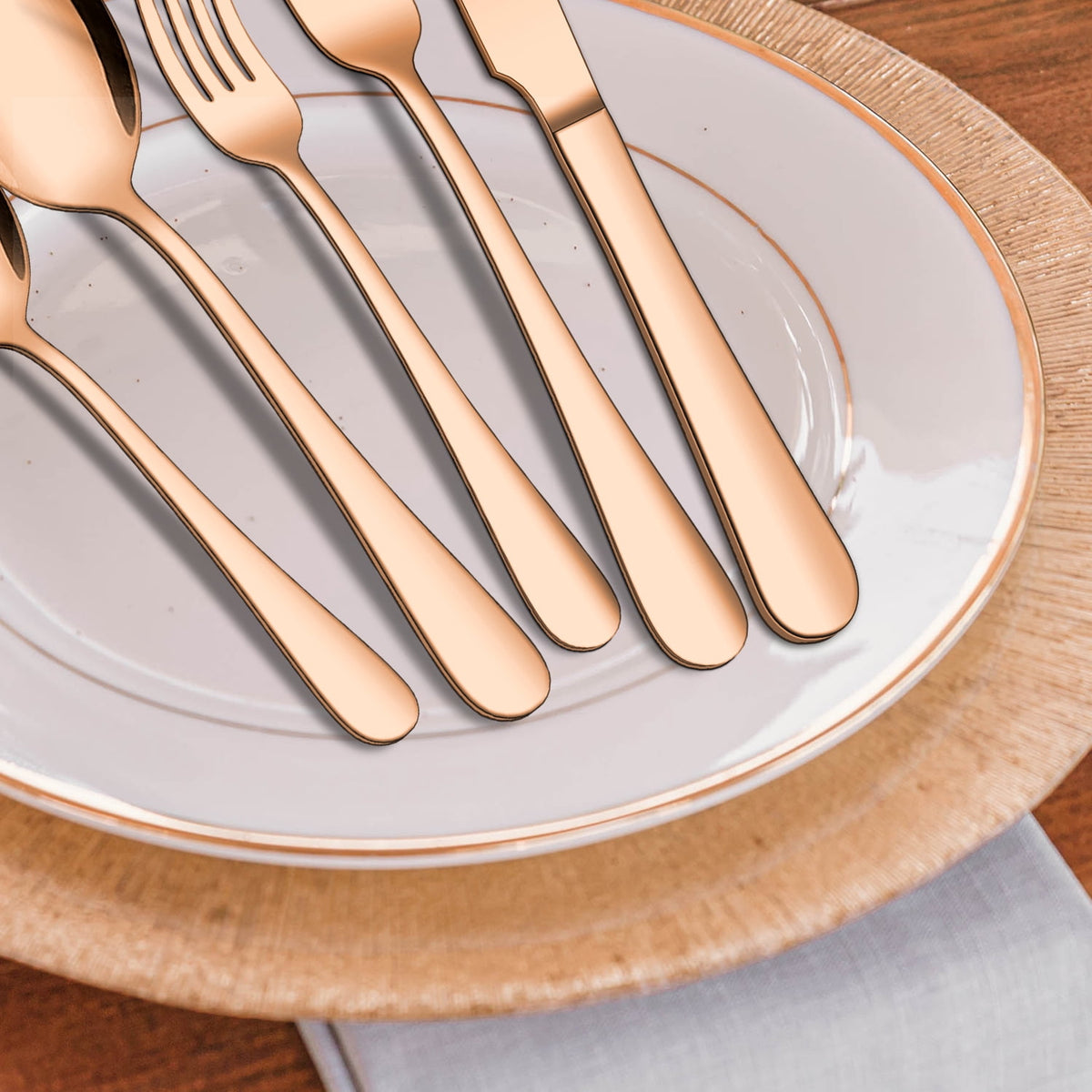 20 Piece Silverware Set, ENLOY Stainless Steel Solid Flatware Cutlery for 4, Modern & Elegant Design, High Quality Gift