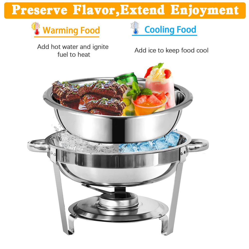 Jacgood Chafing Dish Buffet Set 4 Pack 8QT Full Pan Stainless Steel Food Warmer Chafer Complete Set with Water Pan, Chafing Fuel Holder for Home Party, Buffets, Wedding, Banquet, Catering Events