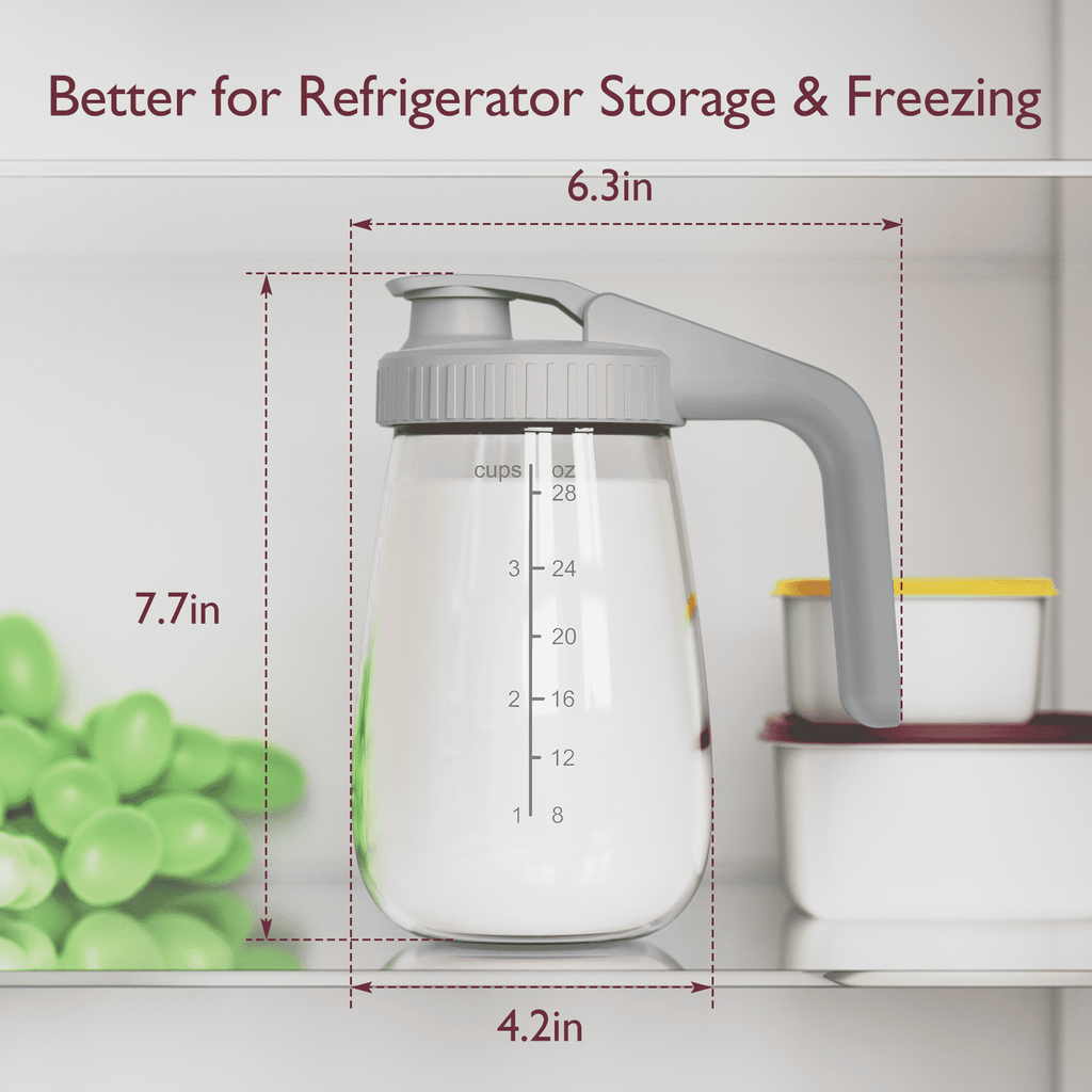 Momcozy Breast Milk Pitcher, Resistant to Heat and Cold Abrupt Temp Swings, 1 Quart Mason Jar