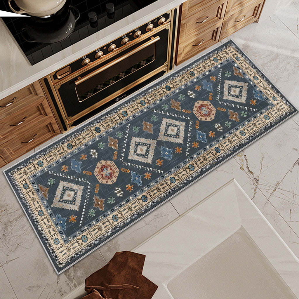 TECHVIDA Kitchen Rug Set 3 Piece,Non Slip Machine Washable Kitchen Mats, Farmhouse Hallway Doormat for Home Floor and Living Room,Gray