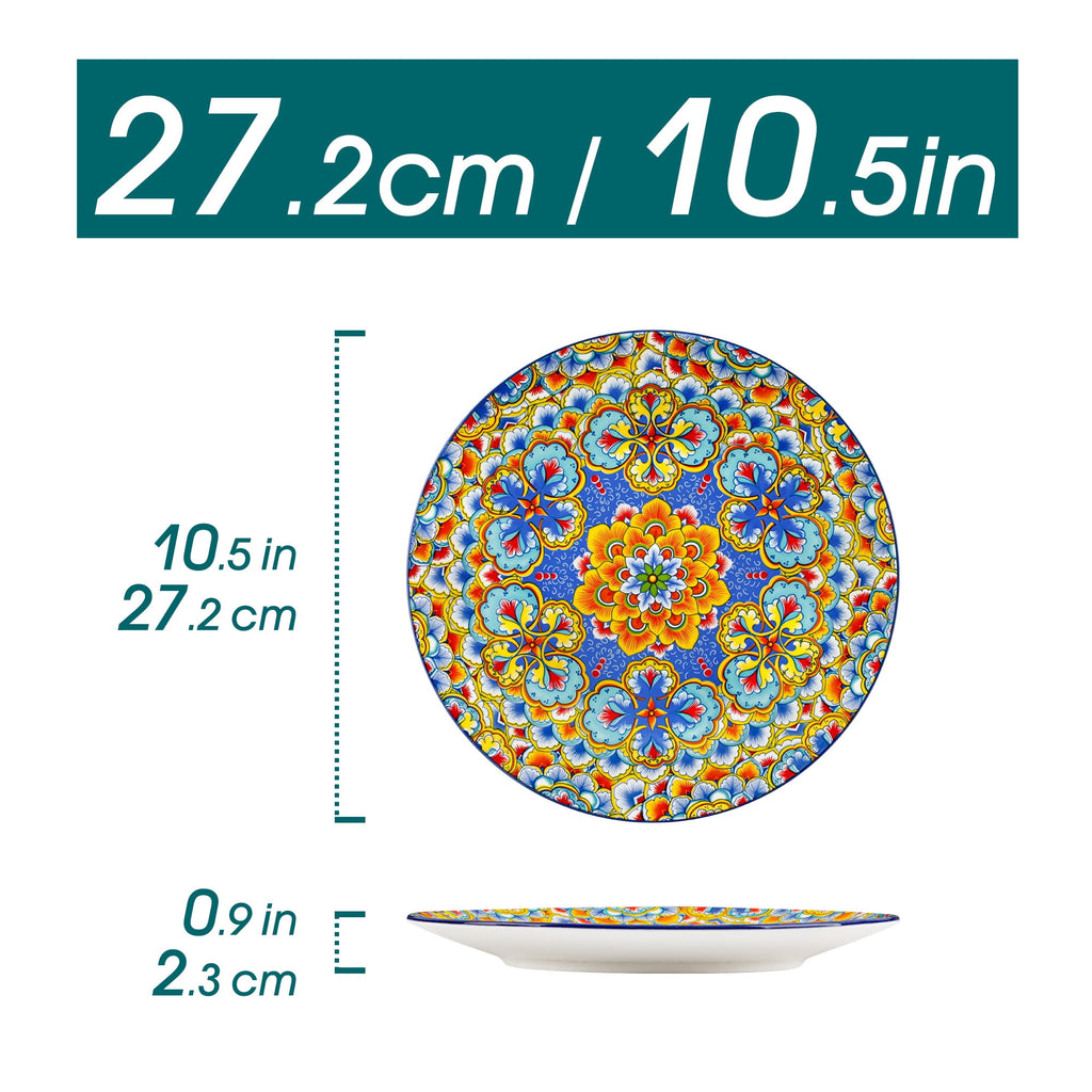 Vancasso Ceramic Dinner Plates Set of 6,10.5" Reactive Glaze Porcelain Plates, Bohemian Style Dinnerware Dishes Set for Kitchen, Scratch Resistant, Series LUMI
