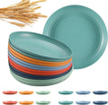 10 Inch Wheat Straw Plates, 12 Pcs Unbreakable Dinner Set, BPA Free, Microwave & Dishwasher Safe, Eco-Friendly, 6 Colors, Lightweight