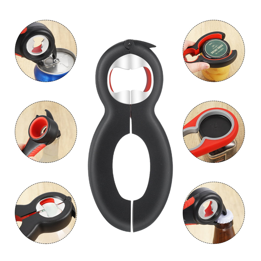 sixwipe 4 Pack Jar Opener Bottle Opener for Weak Hands, 5 in 1 Multi Function Opener Bottle Opener Kit, Jar Opener with Silicone Handle, Jar Openers for Seniors with Arthritis, Jar Opener Gripper Pad