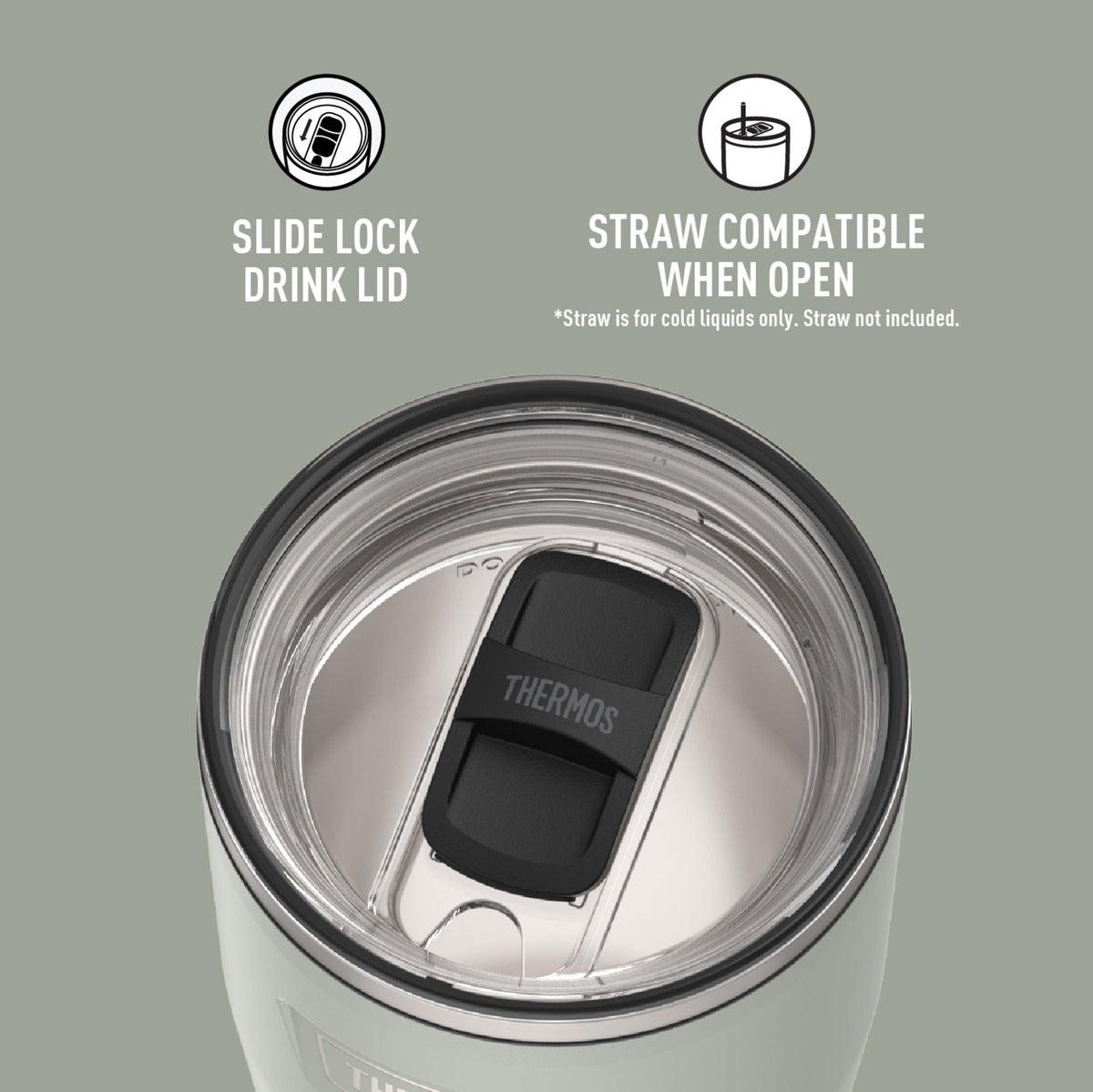 Thermos Stainless Steel Tumbler, w/ Slide Lock Lid, Graphite, 24 oz