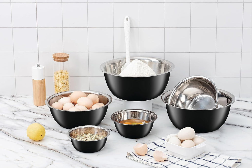 COOK WITH COLOR Mixing Bowls Set of 6, Stainless Steel Mixing Bowls, Metal Nesting Bowls for Kitchen, Sage Green