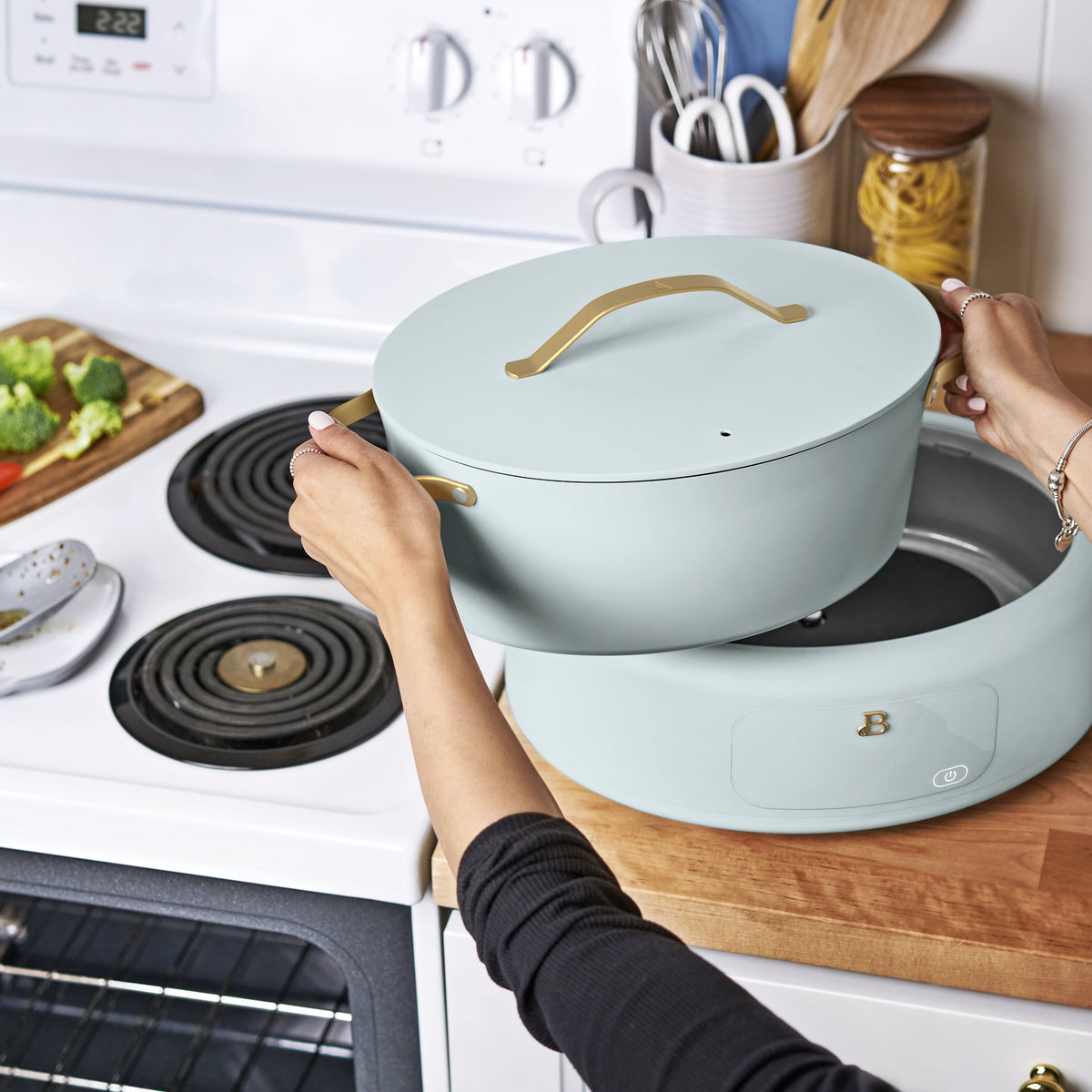 Beautiful 10 in 1, 6 Qt Electric Multi-Cooker, Thyme Green by Drew Barrymore