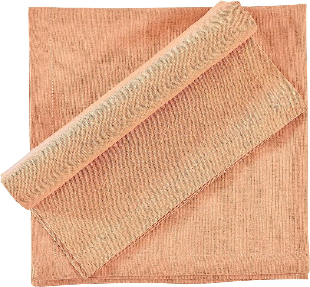Fingercraft Cloth Napkin, Solid Color Cotton Linen Blend Table Napkins, Soft and Absorbent Fabric, Set of 12, Blush Pink