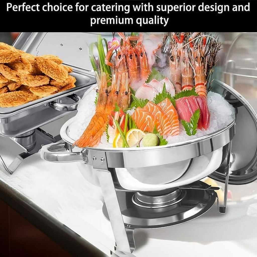 Jacgood Chafing Dish Buffet Set 4 Pack 8QT Full Pan Stainless Steel Food Warmer Chafer Complete Set with Water Pan, Chafing Fuel Holder for Home Party, Buffets, Wedding, Banquet, Catering Events