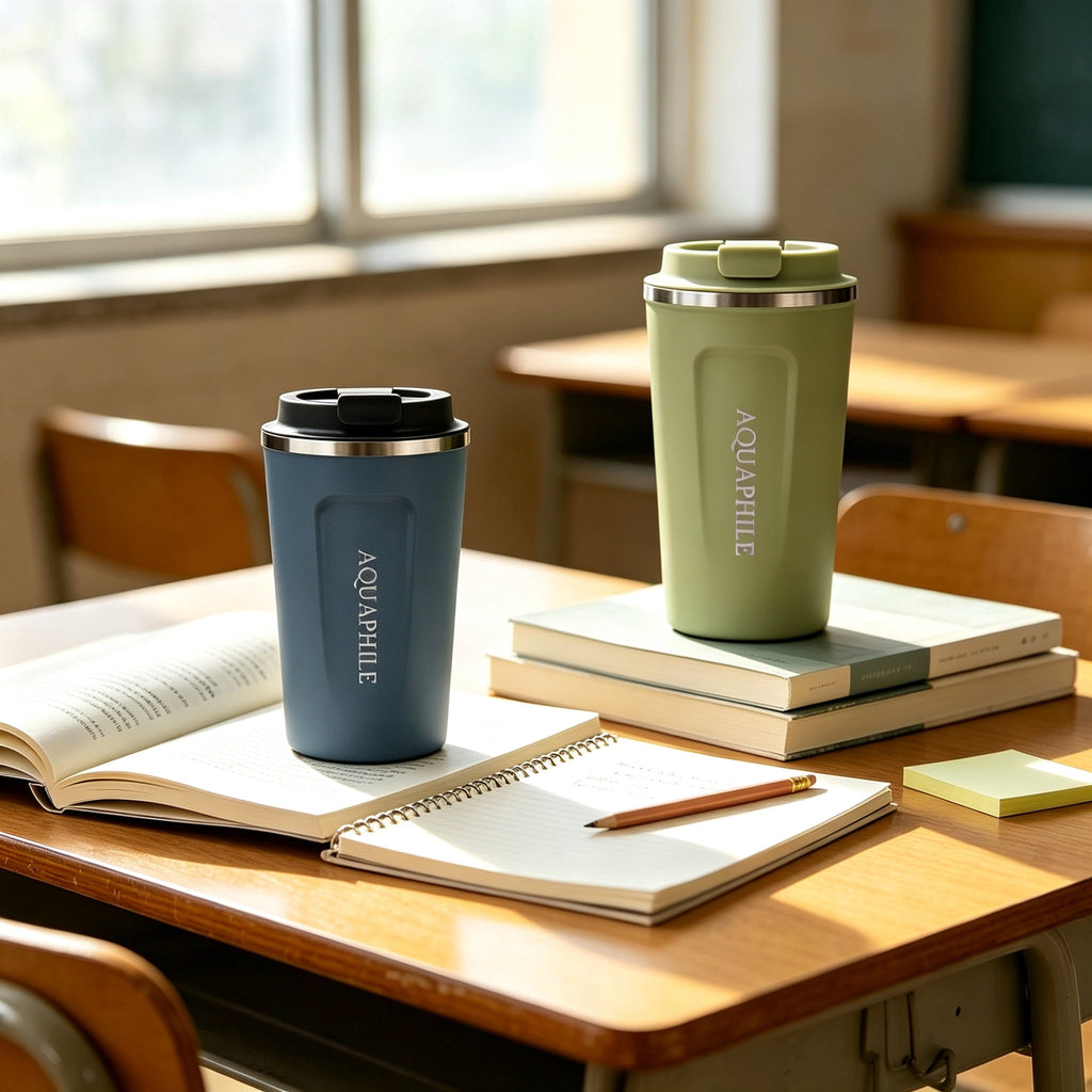 Aquaphile 17oz Coffee Mug to Go Stainless Steel Thermos Double Wall Insulated Coffee Cup Reusable Travel Mug with Leak proof Lid, White