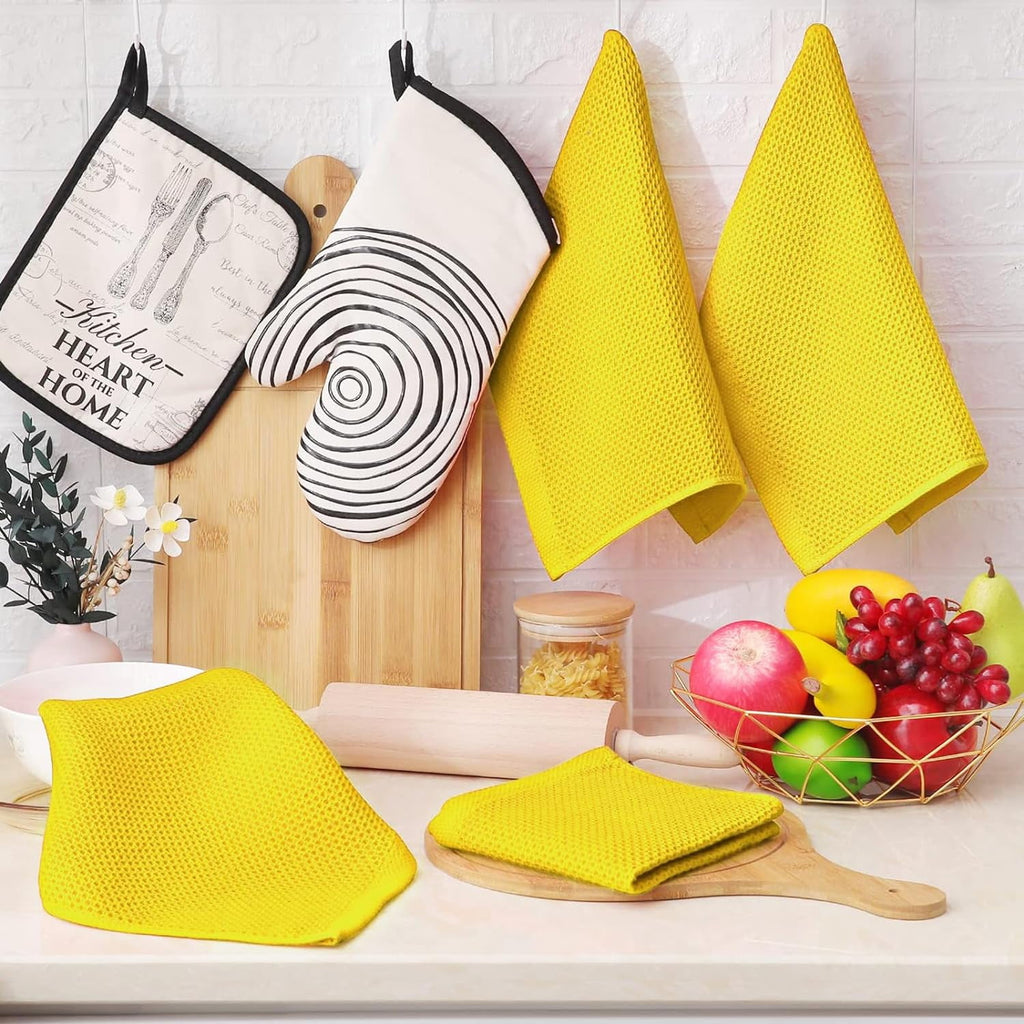 Homieway 6 Pack 100% Cotton Dish Towels, Waffle Weave Dish Cloths for Washing Dishes, Quick Drying Kitchen Dish Towels Rags, 12x12 Inches, Mixed Color
