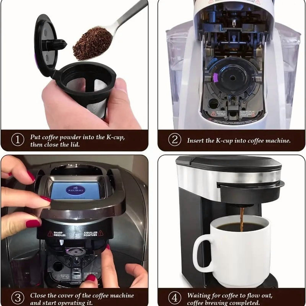 Reusable K Cups for Keurig, Universal Refillable Coffee Filters for Single Serve Coffee Maker, 4-Pack of Reusable Pods, Black