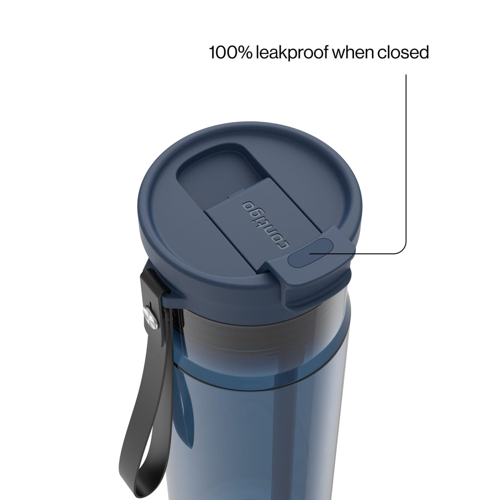 Contigo 28oz DualSip Plastic Water Bottle with Built-In Straw and Drink Opening, Licorice Black/Clear