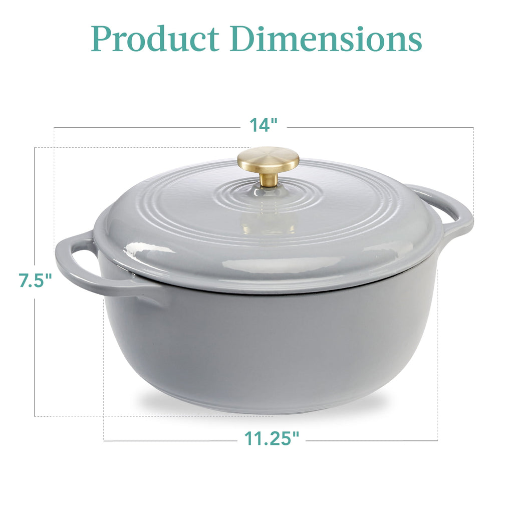 Best Choice Products 6 Quart Enamel Cast-Iron Dutch Oven, Heavy-Duty Cookware w/ Dual Handles, Lid - Cornflower Blue