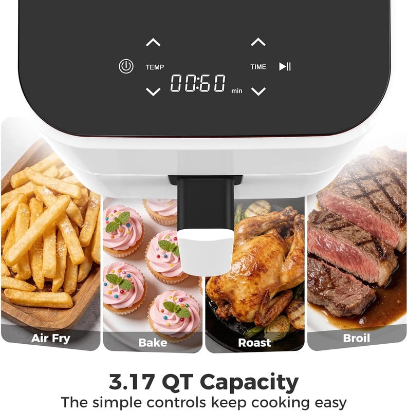 Simenmax Air Fryer, 6-Quart with Viewing Window, 12-in-1 Functions - Air Fry, Roast, Reheat, Dehydrate, Bake, Steam, and More, 400°F Max Temperature, Gray
