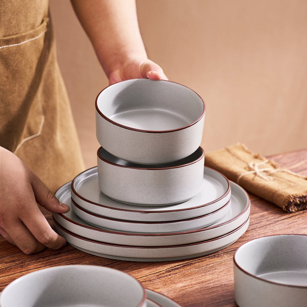 Famiware Nebula Stoneware Dinnerware Sets, 12-Piece Dish Set, Multi-color