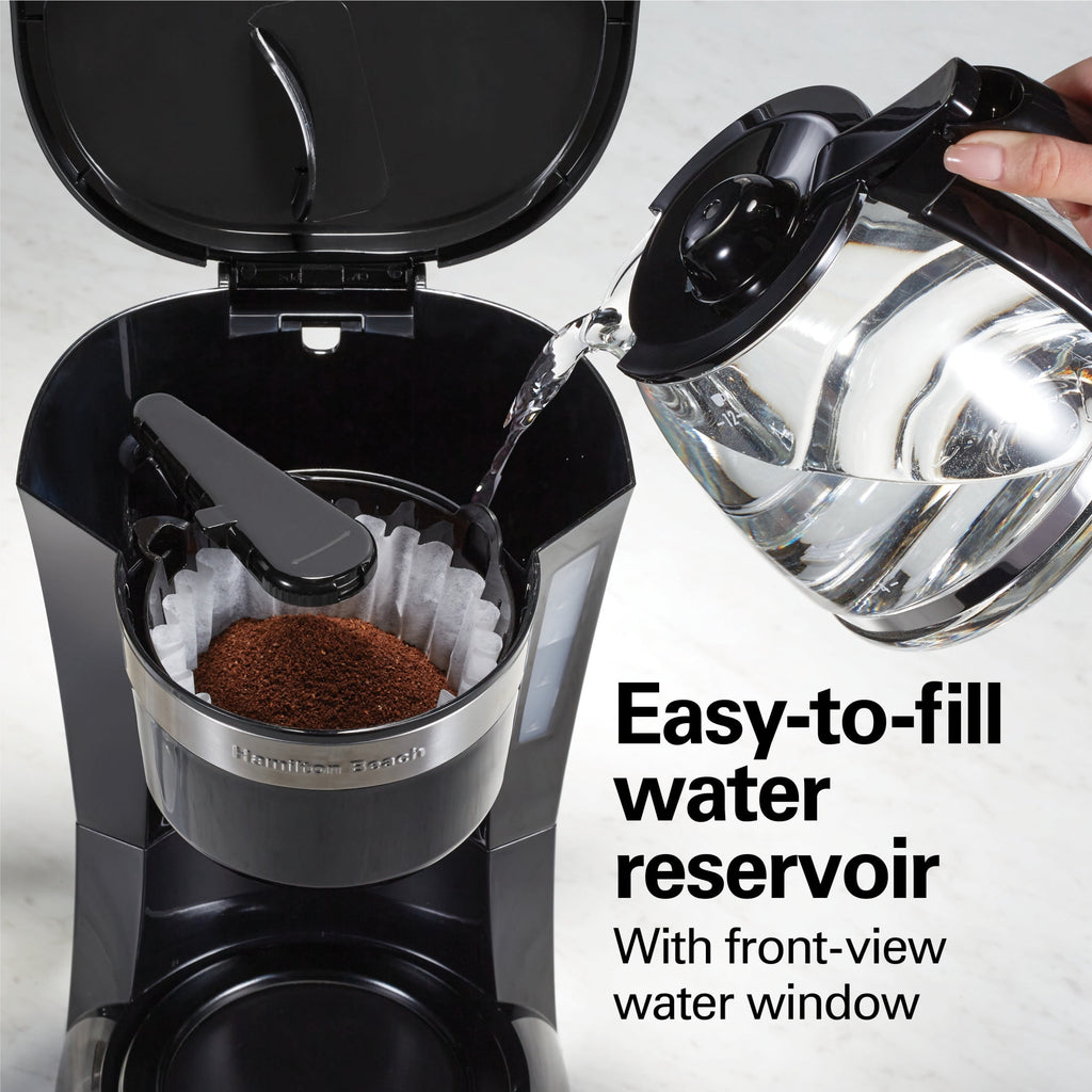 Hamilton Beach Bold Brew 12-Cup Programmable Drip Coffee Maker Machine with Glass Coffee Pot, Black