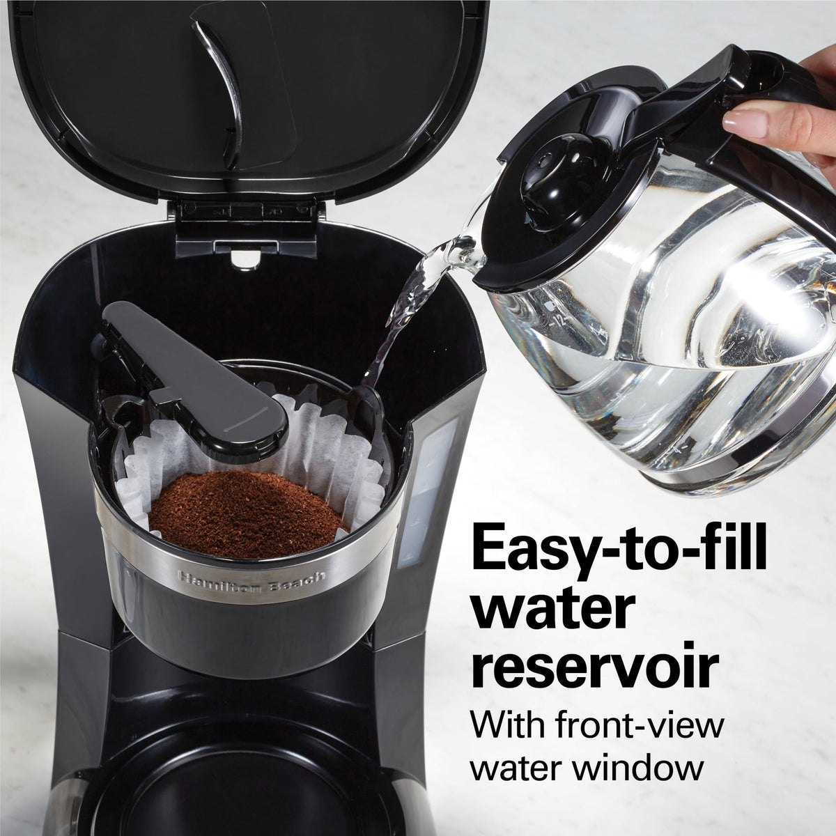 Hamilton Beach Bold Brew 12-Cup Programmable Drip Coffee Maker Machine with Glass Coffee Pot, Black