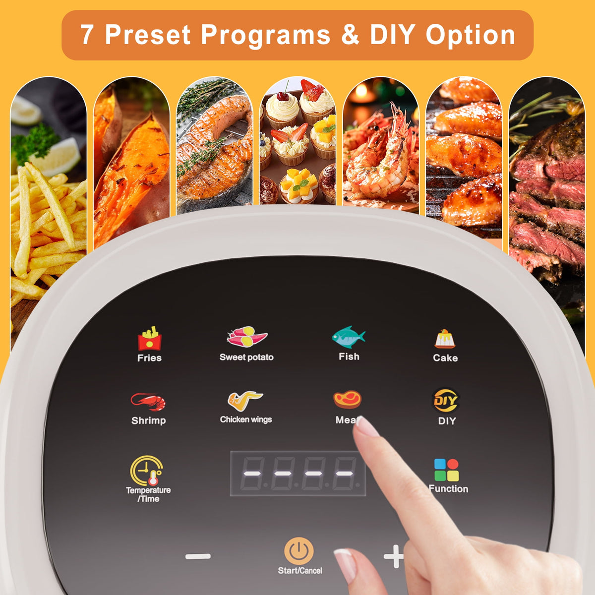 Bluebow 5 Quart Air Fryer with 360° Viewing Glass Pot, 8-in-1 Digital Touchscreen, Nonstick & Dishwasher Safe Basket, Less Oil, 1350W (White)