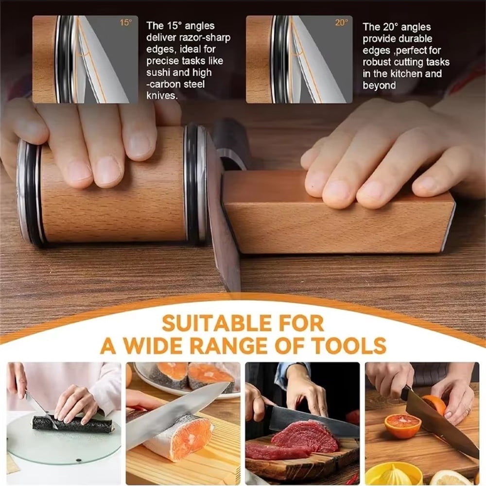 MYVIT Rolling Knife Sharpener System Kit,4-Angle Tumbler Double Diamond 400 1000 Discs Sharpening Stone for Kitchen Knives