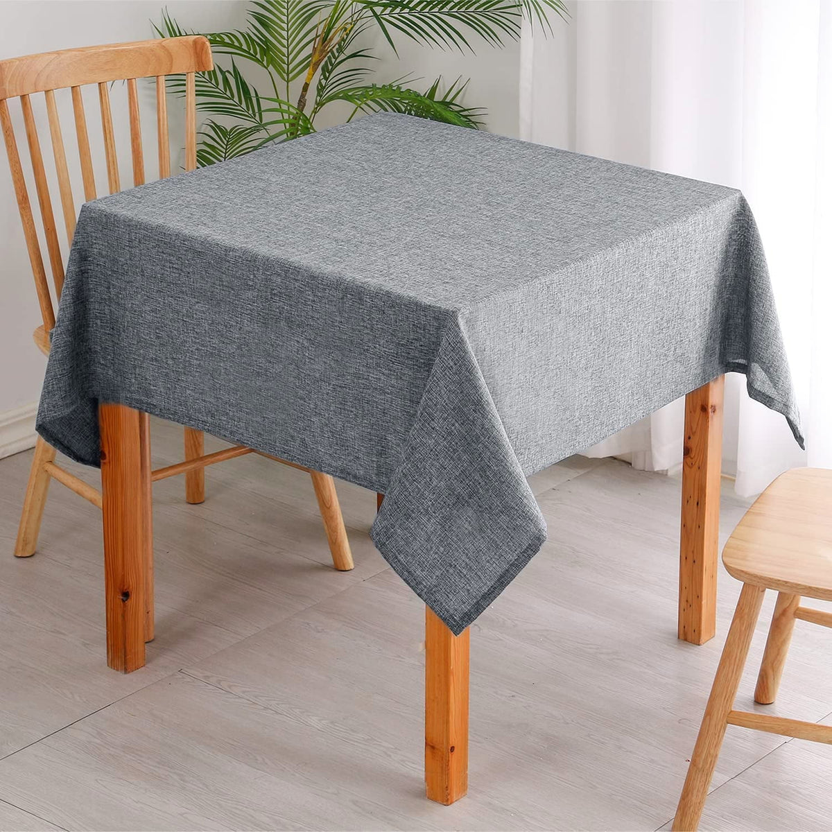 Hiasan Faux Linen Rectangle Tablecloth - Wrinkle and Stain Resistant Washable Tale Cloth for Kitchen Dining Room Holiday Table Cover for Party Dinner, Beige, 60 x 84 Inch