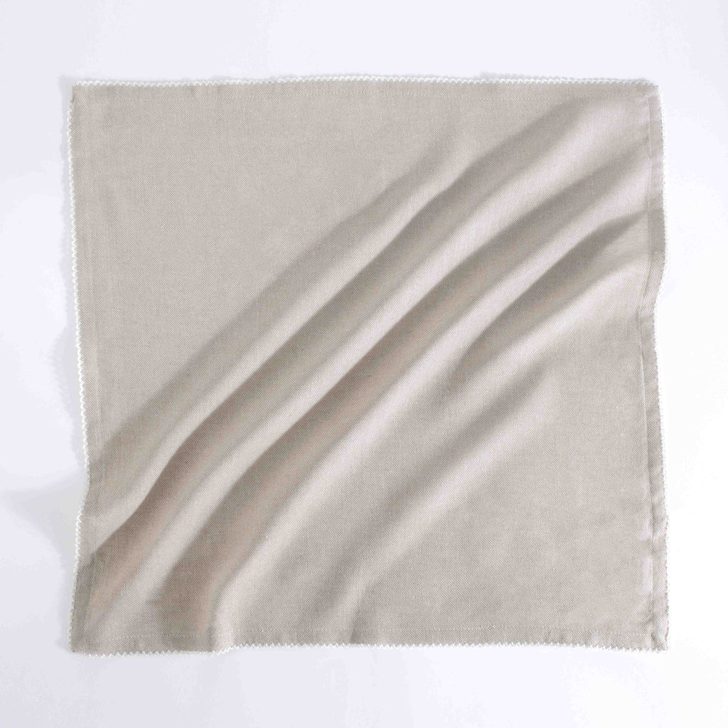 FINGERCRAFT Table Napkins, Cotton Cloth Napkin, Picot Edge, 20-inch, 12 Pack, Ivory