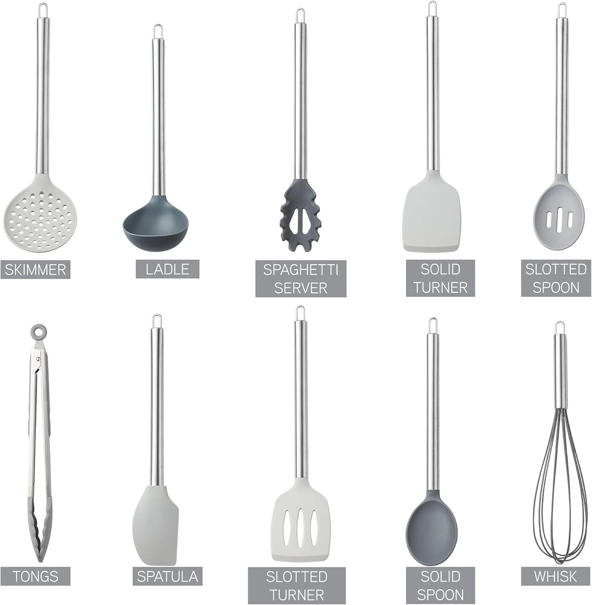 COOK WITH COLOR Kitchen Utensils Set, 10-Piece Cooking Utensils with Holder, Teal