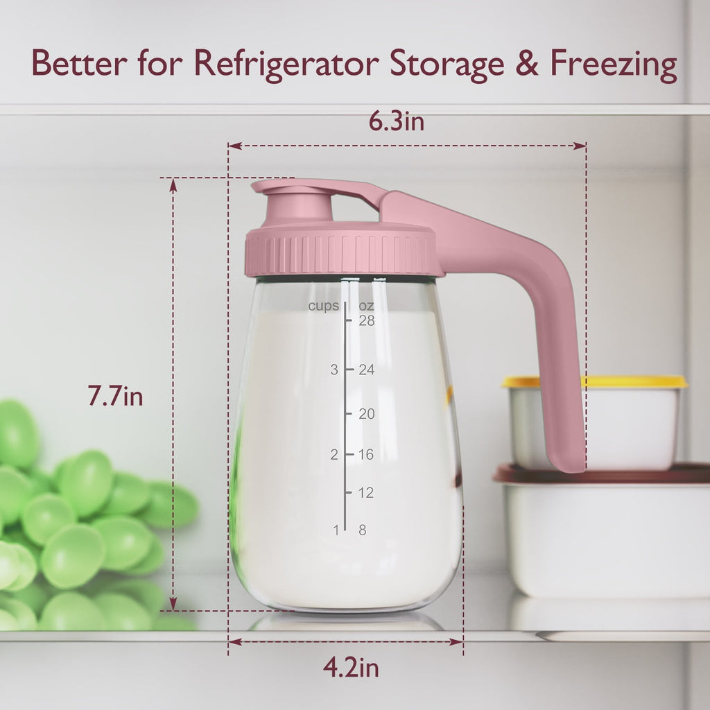 Momcozy Breast Milk Pitcher, Resistant to Heat and Cold Abrupt Temp Swings, 1 Quart Mason Jar