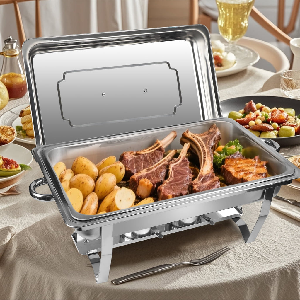 Chafing Dishes for Buffet ,AOKIWO 3 Packs 8QT Mirrored Stainless Steel Chafing Dishes for Buffet, Chafers and Buffet Warmer for Parties, Events, Wedding, Camping, Dinner